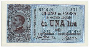 obverse: ITALIA - Regno - Vittorio Emanuele III - Buono cassa da 1 Lira