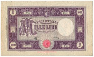 obverse: LUOGOTENENZA - 1.000 Lire M grande Banca d’Italia. (W 44)  Decr 30/11/1944 Rarissima .