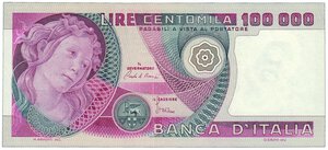 obverse: REPUBBLICA ITALIANA - 100.000 Lire 