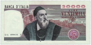 obverse: REPUBBLICA ITALIANA - 20.000 Lire 