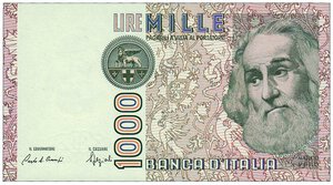 obverse: REPUBBLICA ITALIANA - 1.000 Lire 