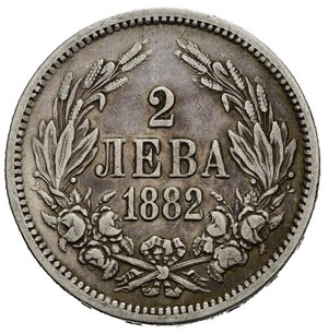 reverse: BULGARIA. 2 Leva 1882. Ag. BB