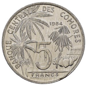 obverse: COMORE. 5 Francs 1984. FDC
