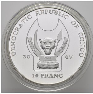 obverse: CONGO. Repubblica Democratica. 10 Francs 2007. Ag. Serie 