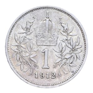 reverse: AUSTRIA FRANCESCO GIUSEPPE I 1 CORONA 1912 AG. 5 GR. BB-SPL
