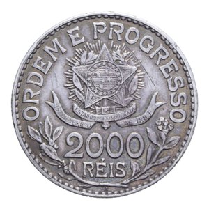 reverse: BRASILE REPUBBLICA 2000 REIS 1913 AG. 19,91 GR. BB+