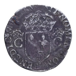 reverse: FRANCIA TOULOSE CARLO IX (1560-1574) TESTONE 1565(?) AG. 9,18 GR. qBB/BB