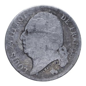 obverse: FRANCIA LUIGI XVIII (1816-1824) 1 FRANCO 1819 A (PARIGI) AG. 4,60 GR. MB-BB