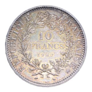 reverse: FRANCIA REPUBBLICA FRANCESE 10 FRANCHI 1967 AG. 25,10 GR. SPL+