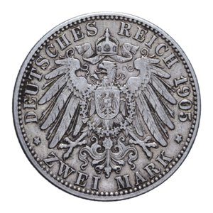 reverse: GERMANIA BADEN FEDERICO I (1858-1907) 2 MARCHI 1905 G (STOCCARDA) AG. 11,10 GR. BB/BB+
