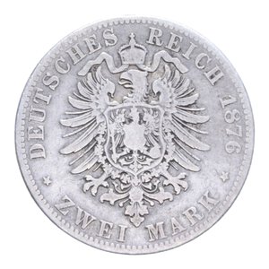 reverse: GERMANIA PRUSSIA GUGLIELMO I (1861-1888) 2 MARCHI 1876 B AG. 10,85 GR. BB