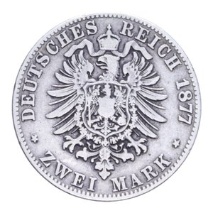 reverse: GERMANIA PRUSSIA GUGLIELMO I (1861-1888) 2 MARCHI 1877 C (CLEVE) AG. 10,86 GR. BB