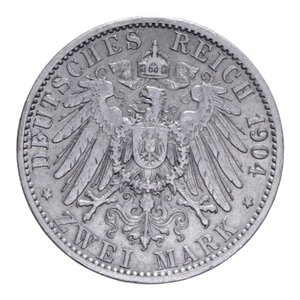 reverse: GERMANIA PRUSSIA GUGLIELMO II (1888-1918) 2 MARCHI 1904 A (BERLINO) AG. 11,08 GR. BB/BB+