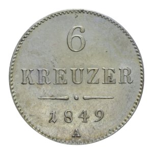 reverse: GERMANIA 6 KREUZER 1849 A MI. 1,90 GR. SPL+