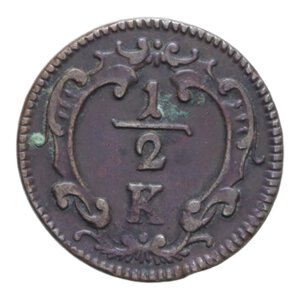 reverse: AUSTRIA MARIA TERESA 1/2 KREUTZER 1760-1764 CU. 4,82 GR. BB