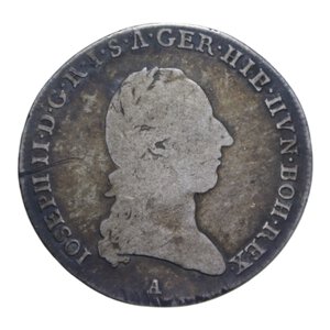obverse: AUSTRIA GIUSEPPE II D ASBURGO LORENA (1780-1790) QUARTO DI KRONENTALER 1790 AG. 7,09 GR. MB-BB/qBB 