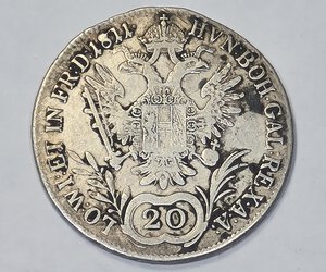 reverse: AUSTRIA. 20 KREUZER 1811 a C 28MM/6,44GR MB+.