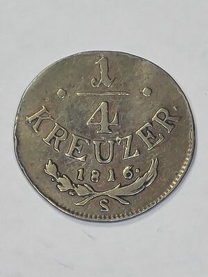 reverse: AUSTRIA. 1/4 KREUZER 1816 s C 19,5MM/1,75GR BB+.