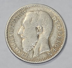 obverse: BELGIO. 1 FRANCO 1886 C 23,4MM/4,87GR MB++.