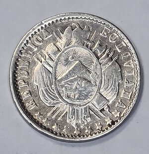 obverse: BOLIVIA. 10 CENT 1880 fe R 17,5MM/2,27GR MB/BB.