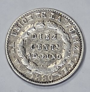 reverse: BOLIVIA. 10 CENT 1880 fe R 17,5MM/2,27GR MB/BB.