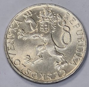 obverse: CECOSLOVACCHIA. 50 CORONE 1948 C 28MM/10GR BB/SPL.