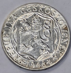 obverse: CECOSLOVACCHIA. 100 CORONE 1948 C 31,5MM/13,9GR SPL/QFDC.