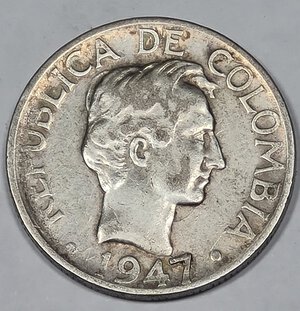 obverse: COLUMBIA. 20 CENTAVOS 1947 C 23MM/5GR MB+.