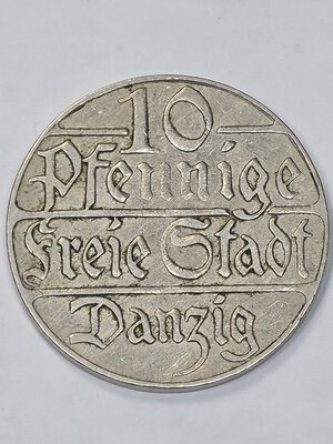 obverse: DANZICA. 10 PFENNIG 1923 NC 21,5MM/4GR MB+.