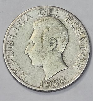 obverse: EQUADOR. 50 CENT 1928 R 18MM/2,38GR MB.