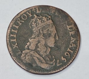 obverse: FRANCIA. 1 LIARD 1657 d C 22,7MM/4,1GR MB.