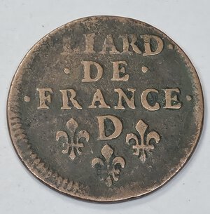 reverse: FRANCIA. 1 LIARD 1657 d C 22,7MM/4,1GR MB.