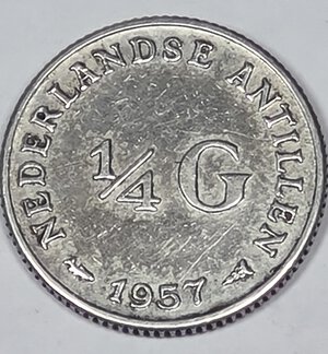 reverse: ANTILLE OLANDESI. 1/4 GULDEN 1937 C 19MM/3,63GR BB.