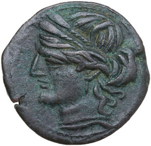 obverse: Zeugitania, Carthage. AE Shekel. Second Punic War. Circa 215-201 BC