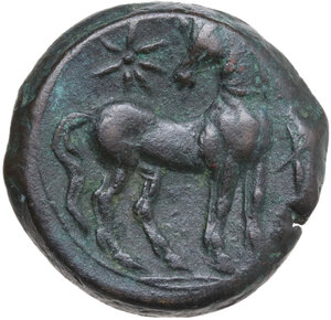 reverse: Zeugitania, Carthage. AE Shekel. Second Punic War. Circa 215-201 BC
