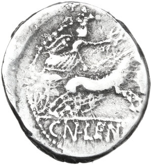 reverse: Cn. Cornelius Lentulus Clodianus. AR Denarius, 88 BC