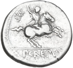 reverse: Pub. Crepusius. AR Denarius, 82 BC