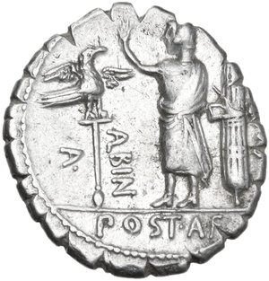 reverse: A. Postumius Albinus. AR Denarius serratus, 81 BC