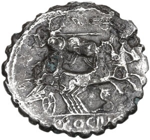 reverse: L. Procilius. Fourreè Denarius serratus, 80 BC