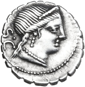 obverse: C. Naevius Balbus.. AR Denarius serratus, 79 BC