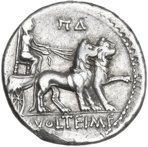 reverse: M. Volteius. AR Denarius, Rome mint, 78 BC