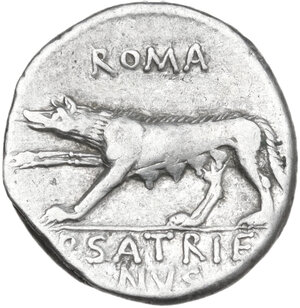 reverse: P. Satrienus. AR Denarius, 77 BC