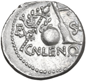 reverse: Cn. Lentulus. AR Denarius, uncertain mint, perhaps Spain, 76-75 BC