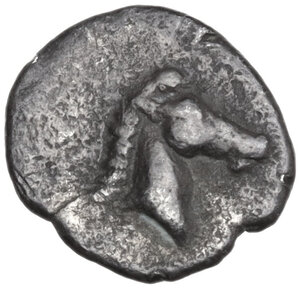 obverse: Southern Apulia, Tarentum. AR Three-Quarter Obol, c. 325-280 BC