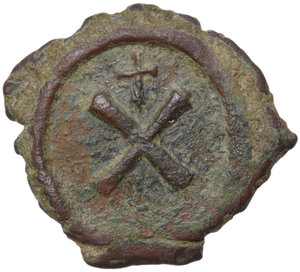 reverse: Tiberius II Constantine (578-582).. AE Decanummium, Constantinople mint