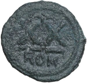 reverse: Maurice Tiberius (582-602).. AE Half follis, Rome mint