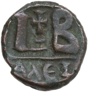 reverse: Heraclius (610-641) with Heraclius Constantine.. AE 12-Nummi, Alexandria mint, 613-618