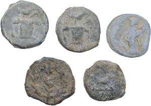 obverse: Leads from Ancient World.. Lot of five (5) unclassified leaden tesserae