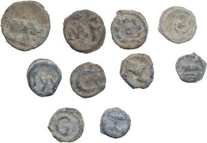 reverse: Leads from Ancient World.. Lot of ten (10) unclassified leaden tesserae