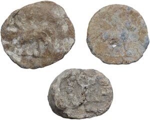 reverse: Leads from Ancient World.. Lot of three (3) unclassified leaden tesserae